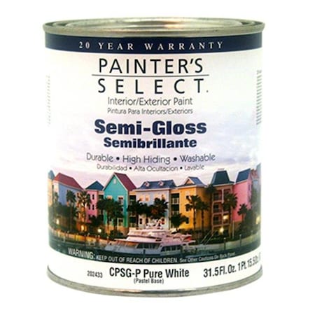 Gourmetgalley CPSGP Painters Select Quart Pastel Base Tintable White Interior Exterior Semi-Gloss Acrylic Latex Paint GO830543